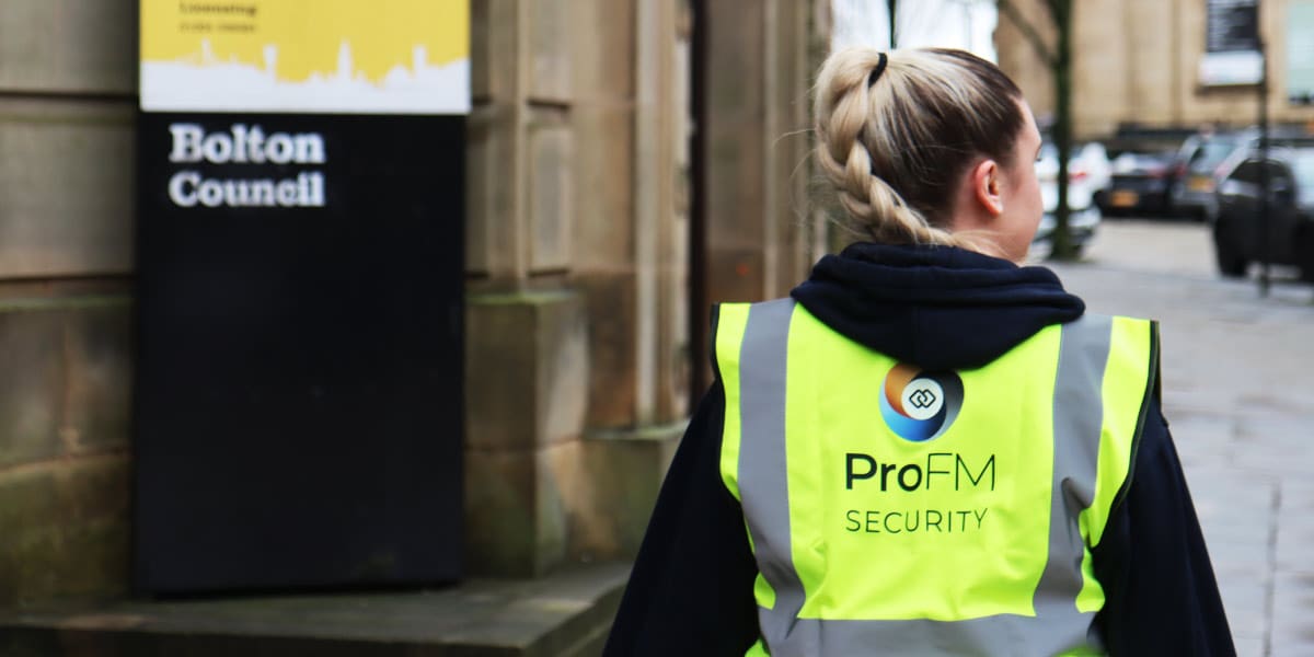 ProFM security guard on patrol in Bolton