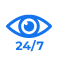 An icon symbolizing continuous surveillance, representing 24/7 monitoring from a national operations centre