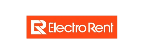 Electro Rent company logo in white text on an orange background.