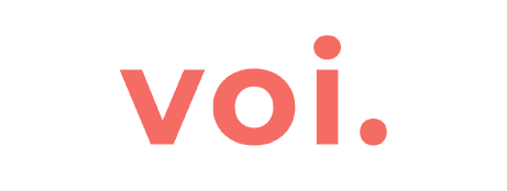 Voi Technology logo in coral text.